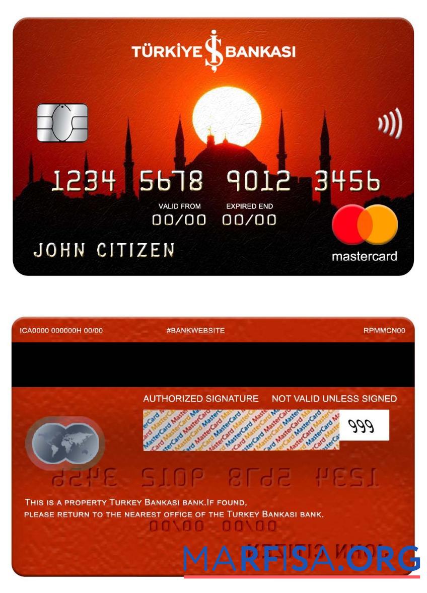Турция Bankasi Банковский mastercard шаблон