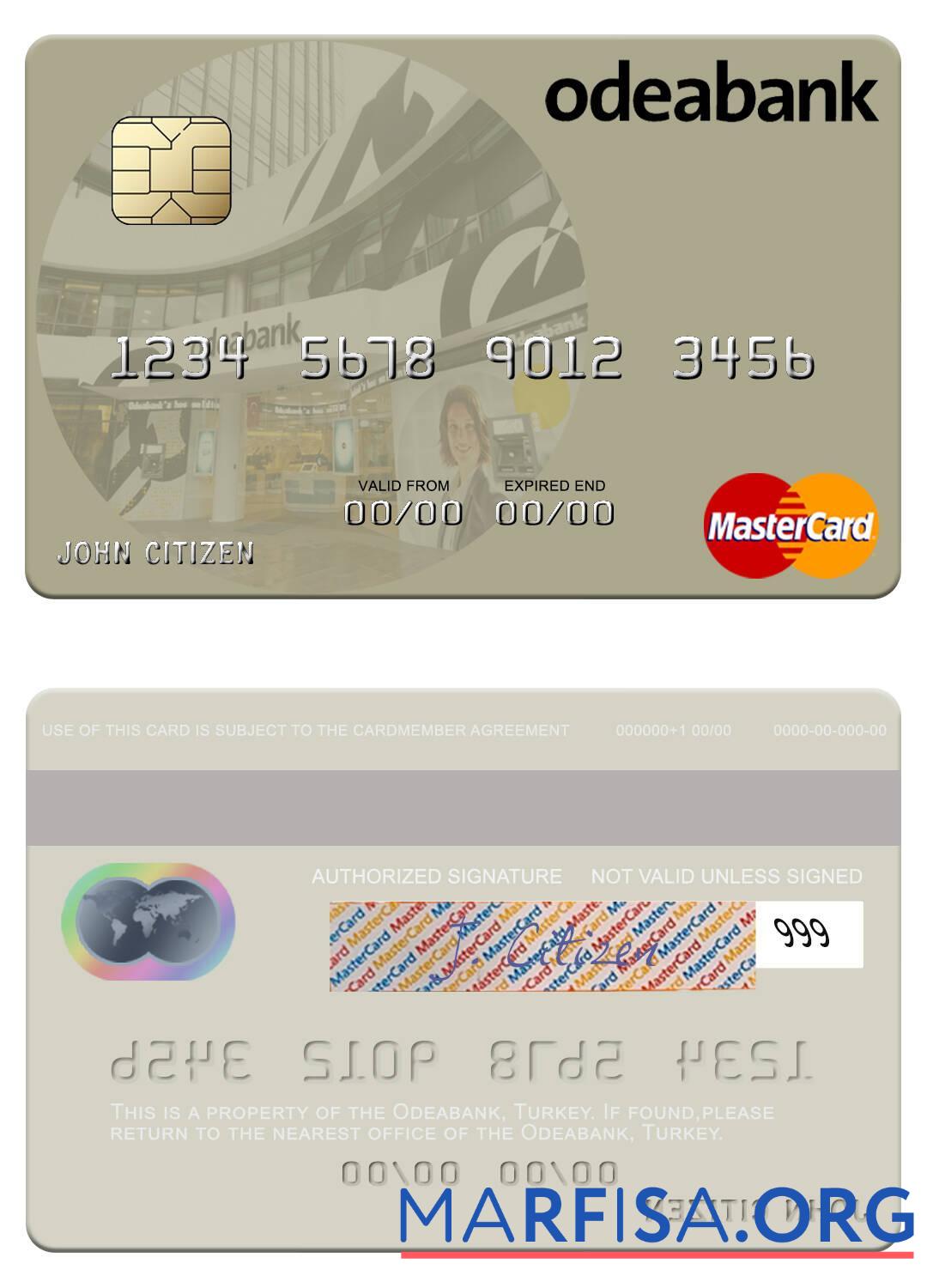 Турция Odeabank maastercard образец