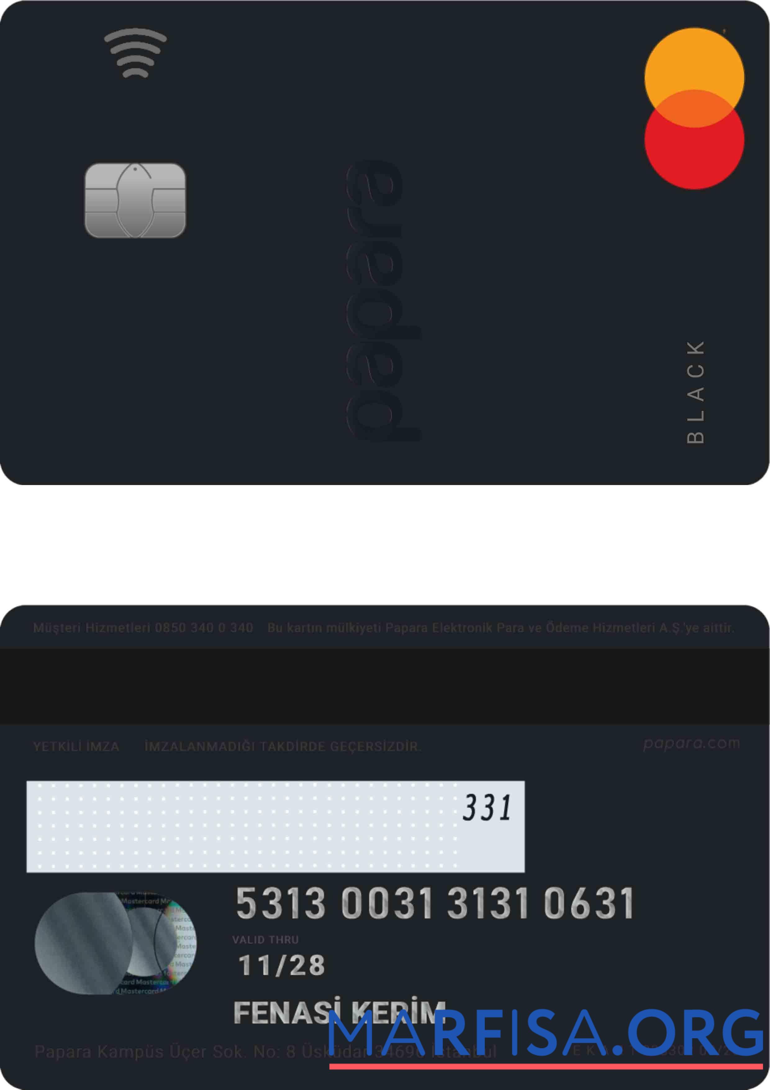 Турция Papara MasterCard макет