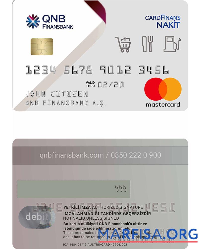 Турция QNB Finansbank mastercard шаблон
