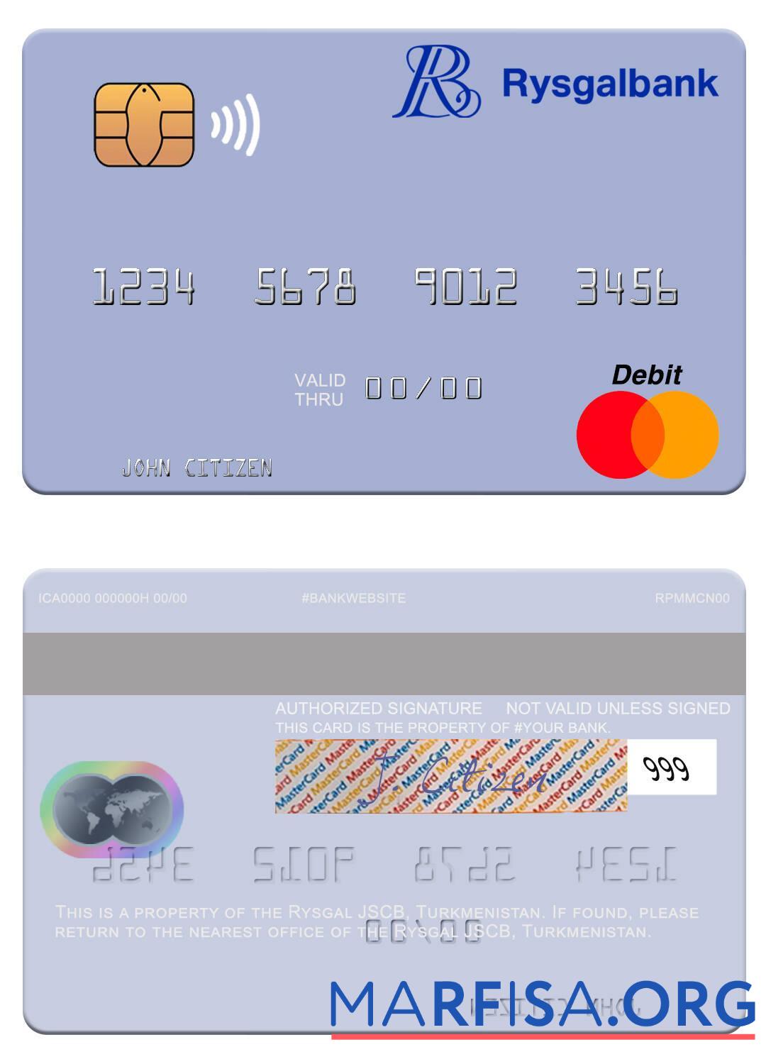 Туркменистан Rysgal JSCB mastercard предпросмотр