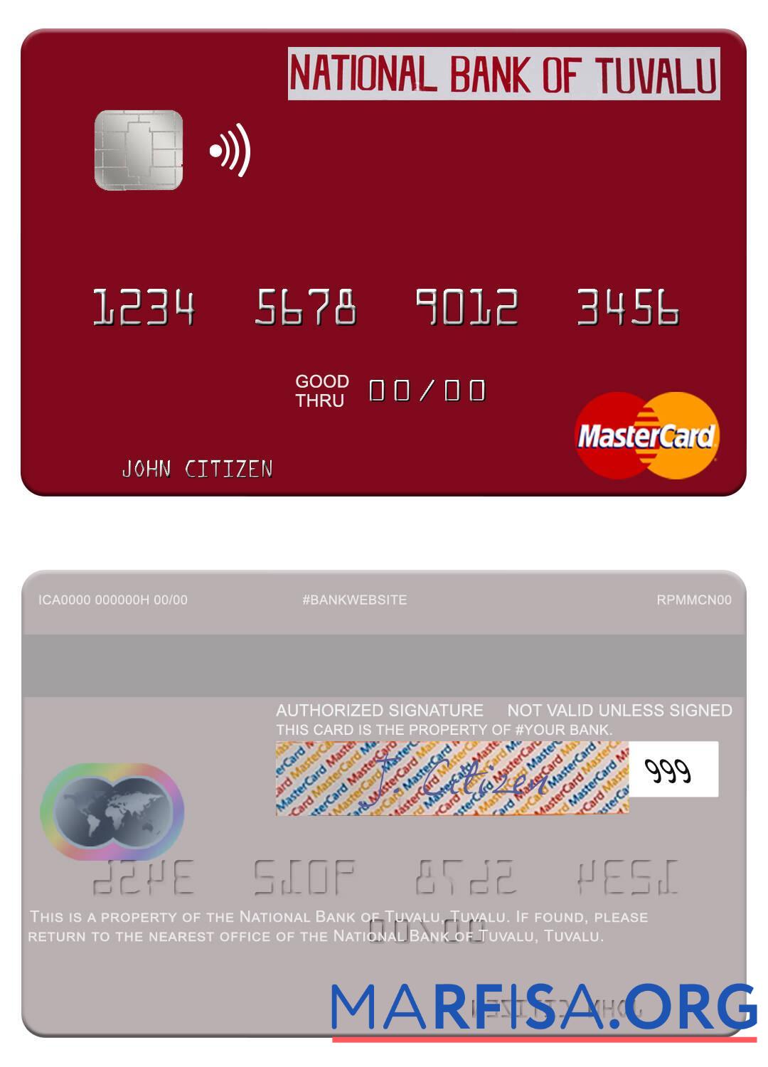 Тувалу национальный Банковский of Тувалу mastercard дизайн