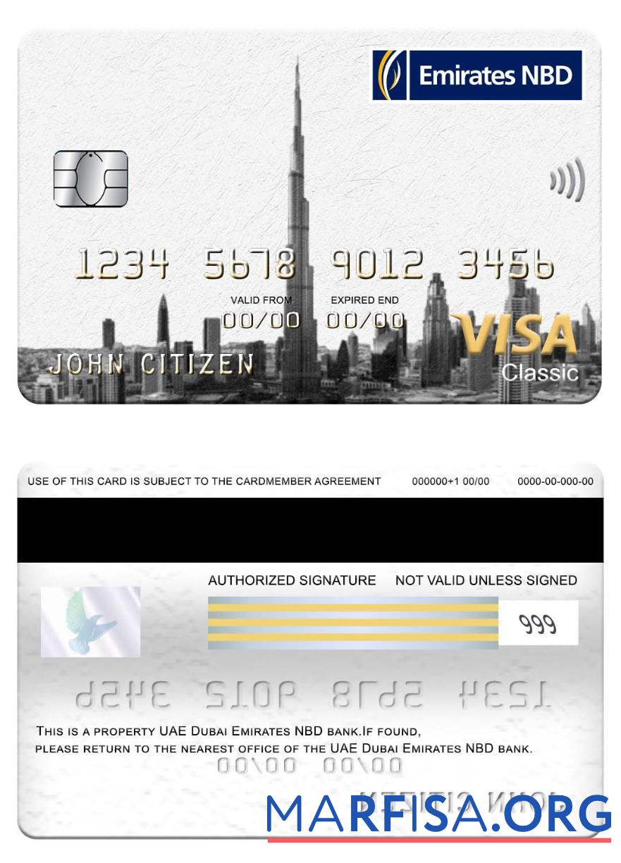 ОАЭ Dubai Emirates NBD Банковский макет