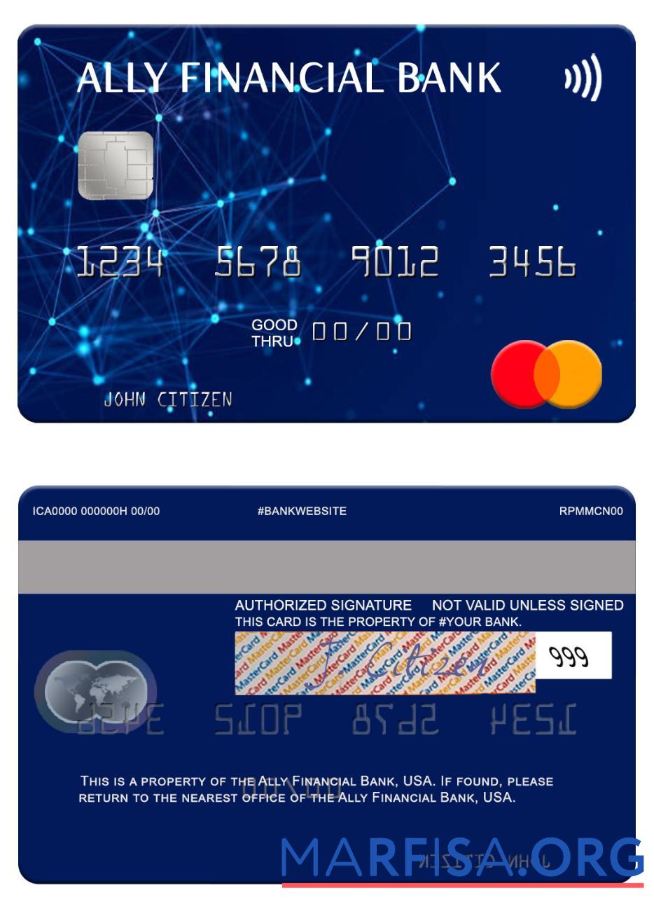 США Ally Financial Банковский mastercard образец