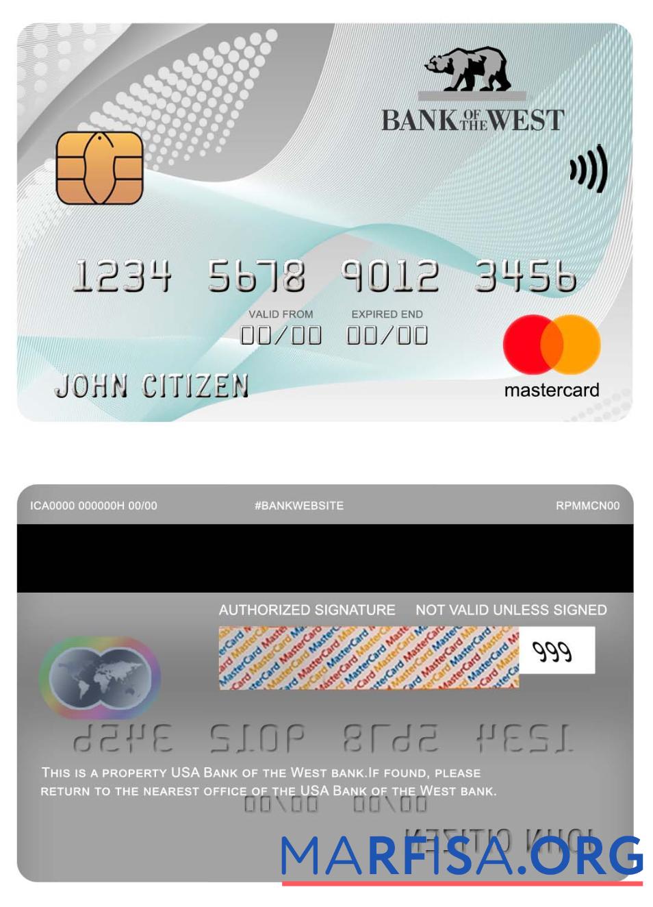 США Банковский of the West Банковский mastercard предпросмотр