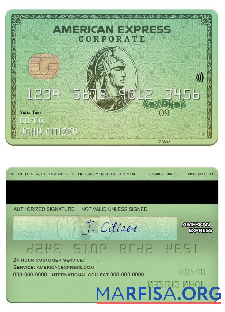 США California Varo Банковский amex зелёный Карта образец
