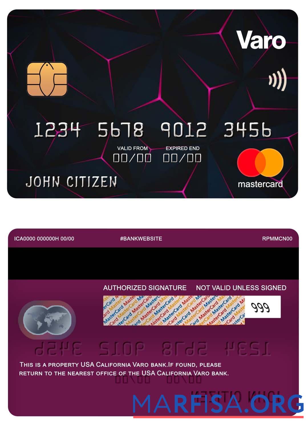 США California Varo Банковский mastercard предпросмотр