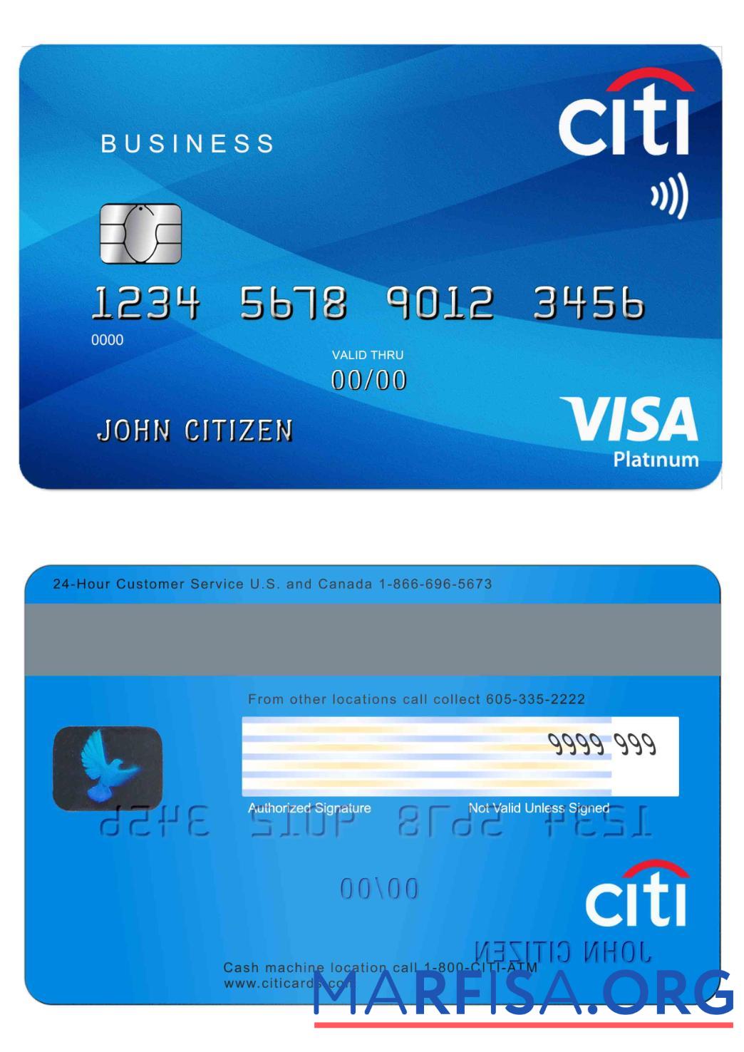 США Citibank Виза platinum Карта дизайн