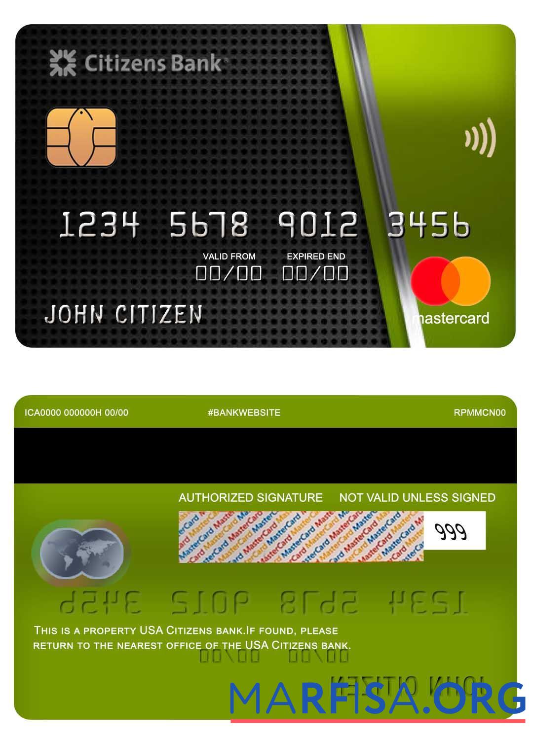 США Citizens Банковский mastercard предпросмотр