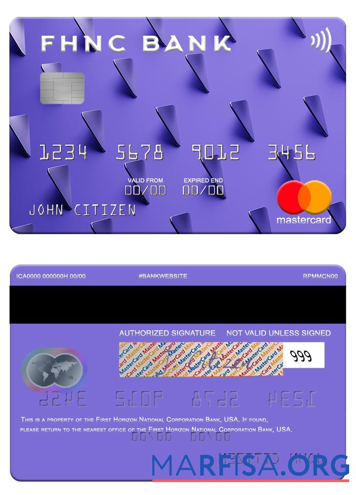 США First Horizon национальный Corporation Банковский mastercard дизайн