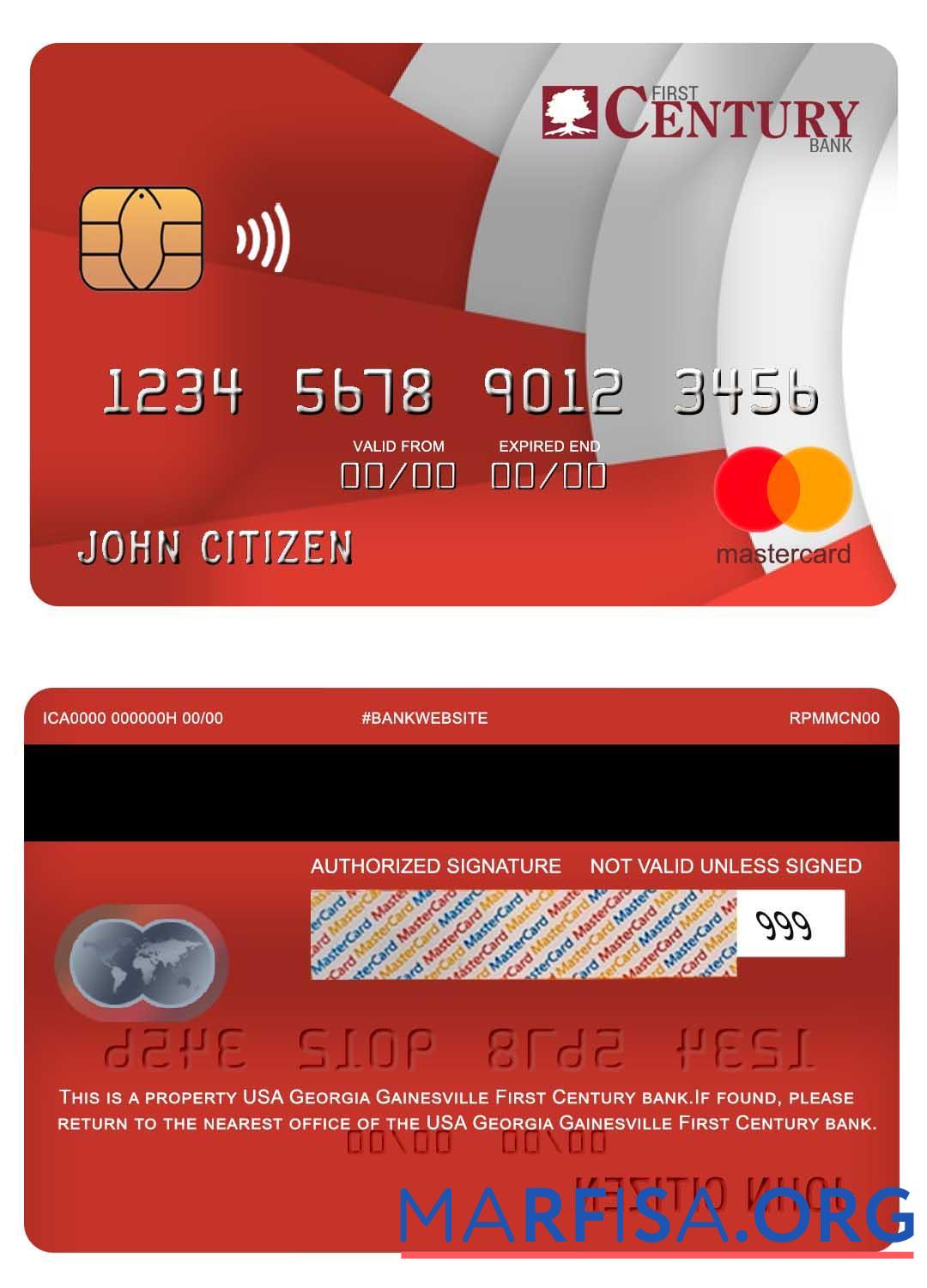 США Грузия Gainesville First Century Банковский mastercard шаблон