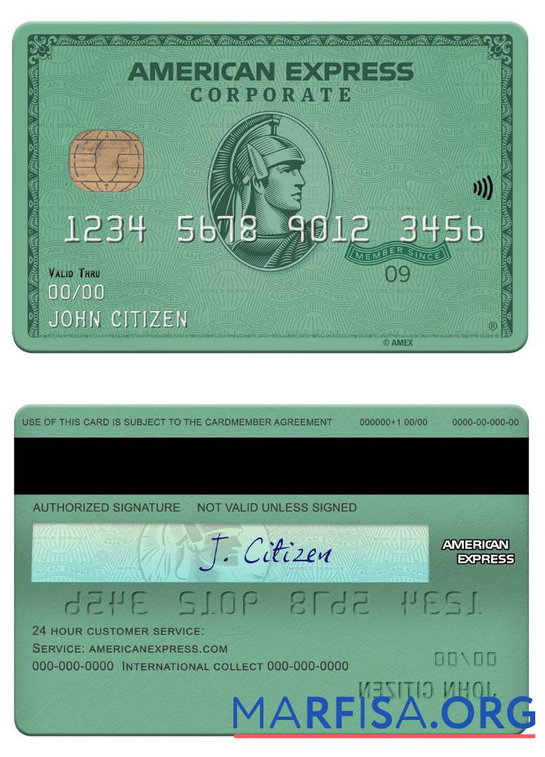 США Heritage Банковский american express зелёный Карта макет