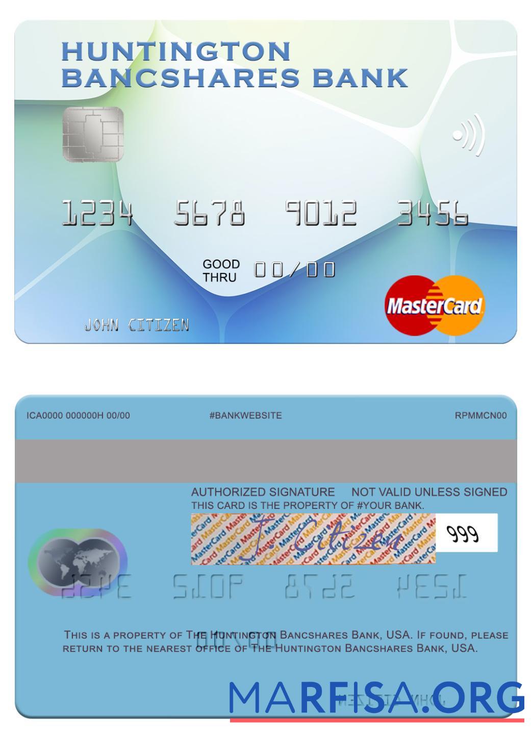 США Huntington Bancshares Банковский mastercard образец