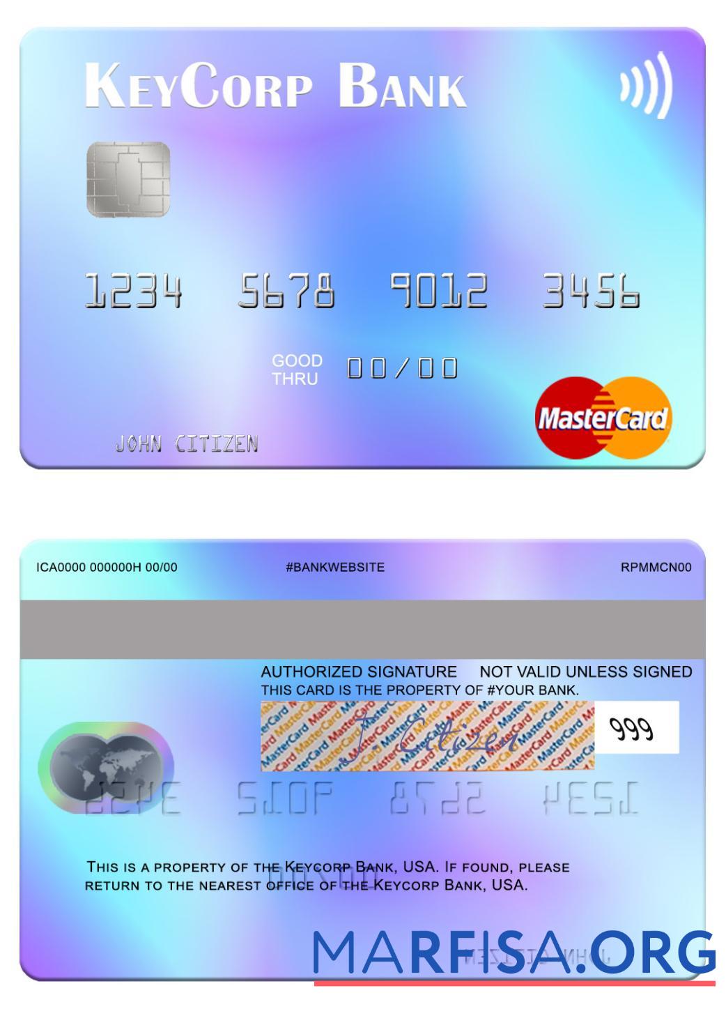 США KeyCorp Банковский mastercard образец
