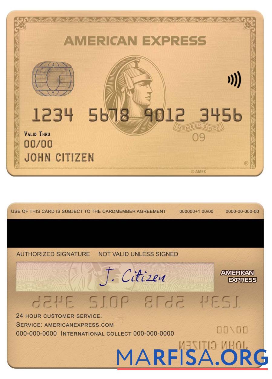 США MOVO Банковский amex gold Карта образец