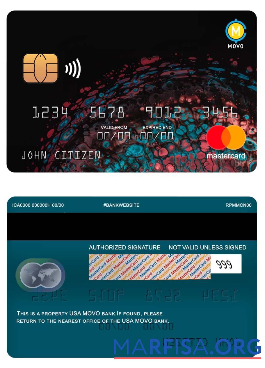 США MOVO Банковский mastercard шаблон