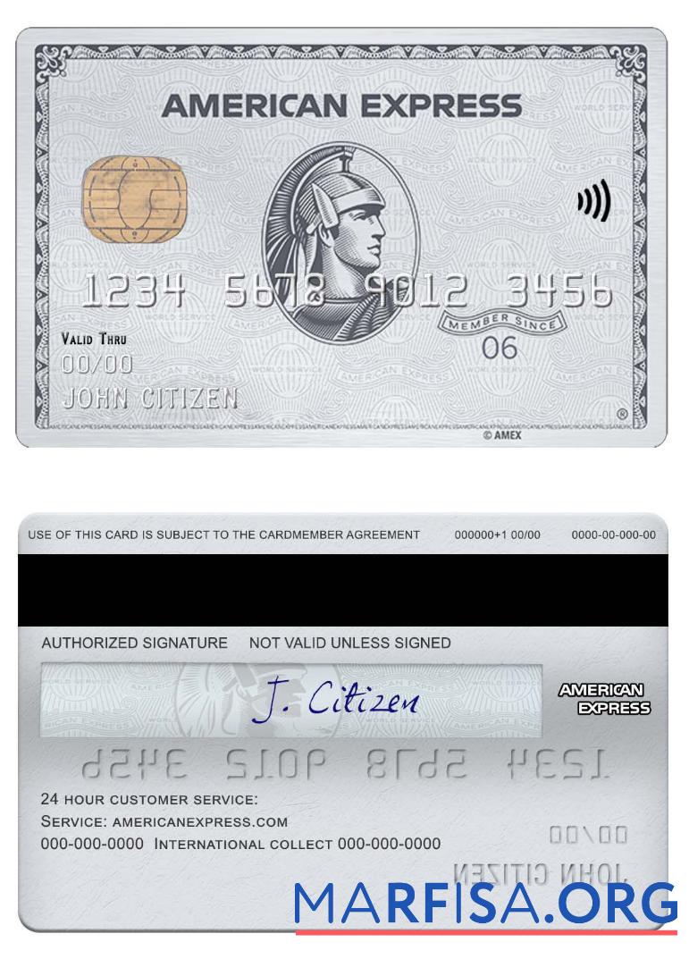 США NAB Банковский amex platinum Карта макет