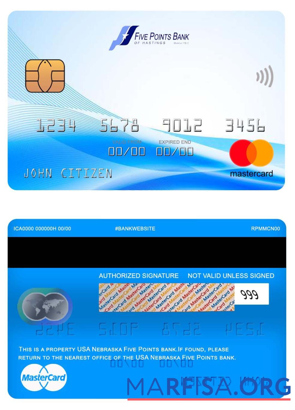 США Nebraska Five Points Банковский mastercard образец