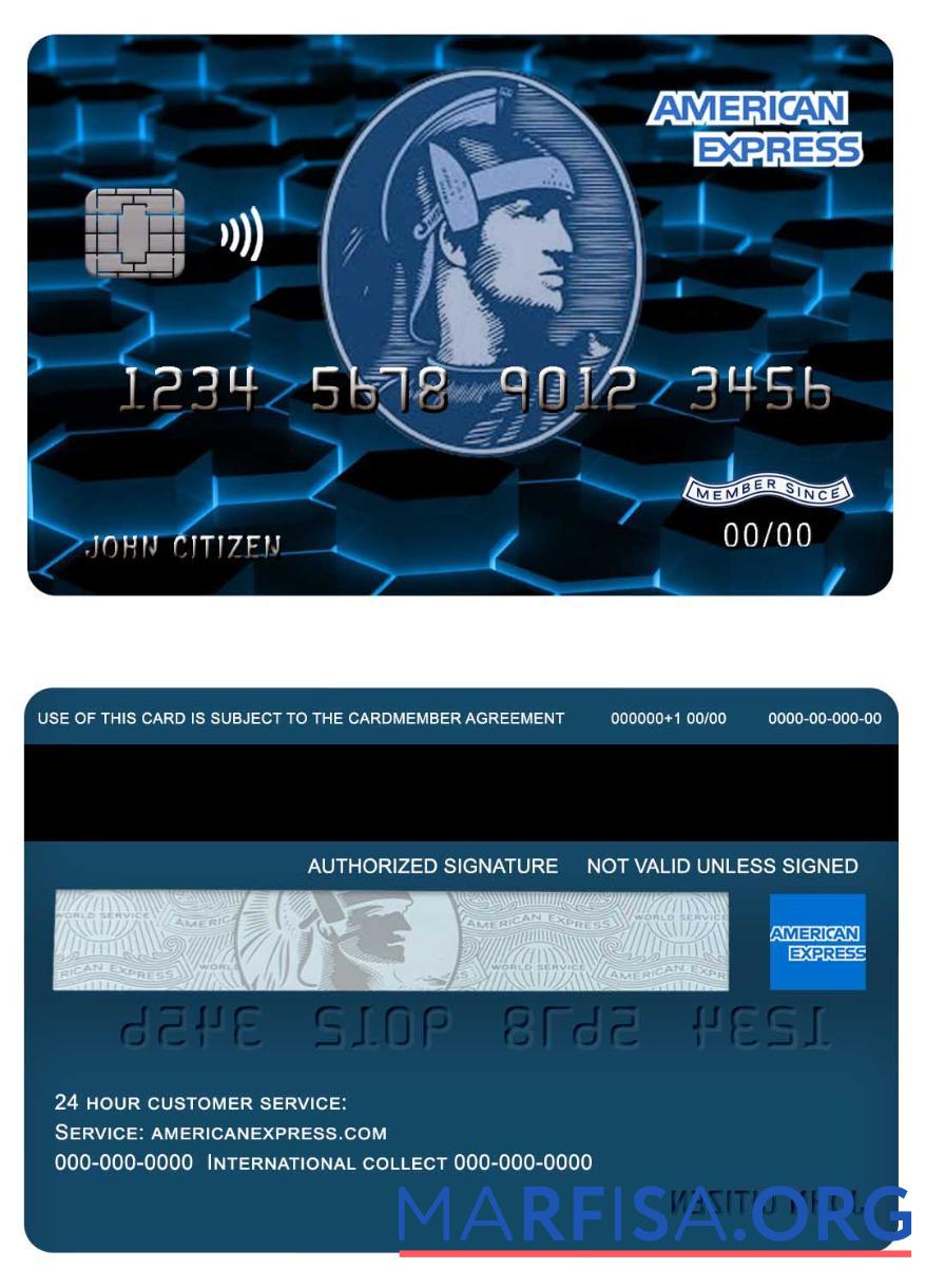 США Новый York American Express синий Банковский Кредит Карта шаблон