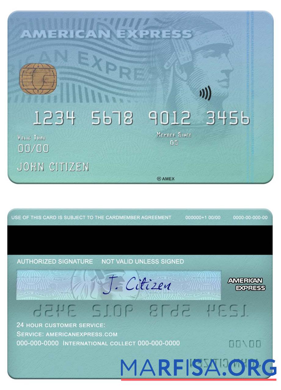 США Новый York CFSB Банковский amex Карта макет