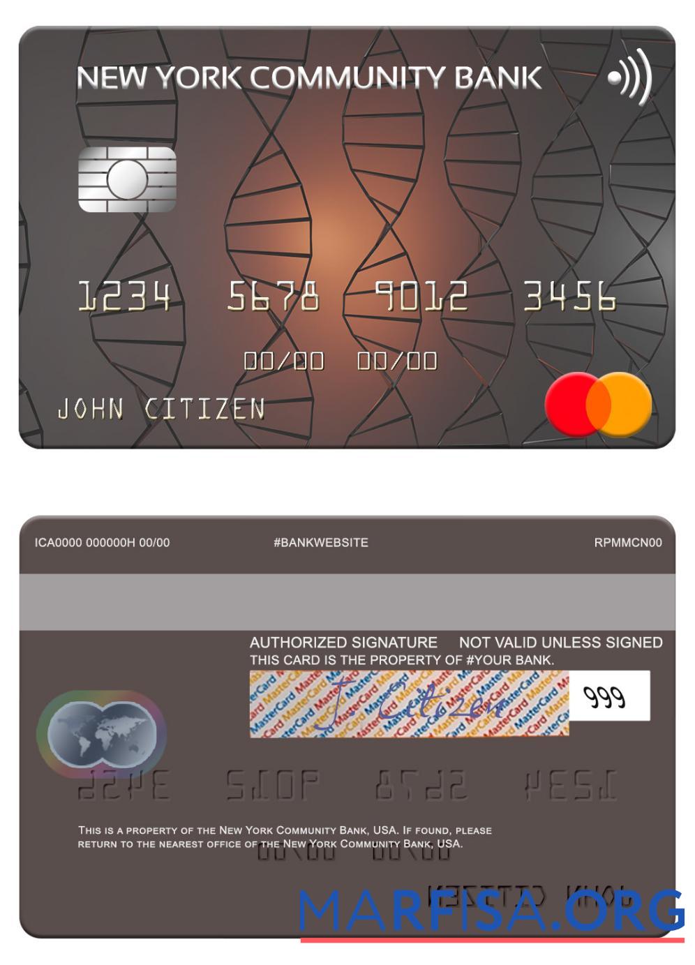 США Новый York Community Банковский mastercard предпросмотр