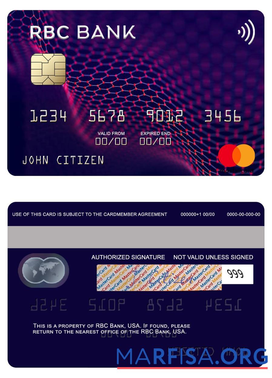 США RBC Банковский mastercard образец