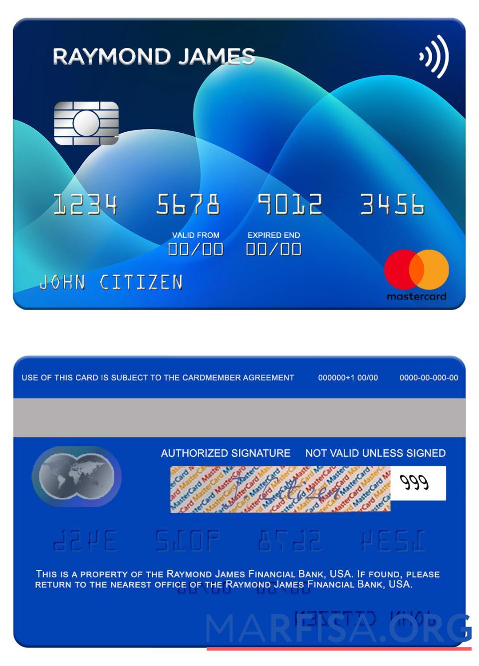 США Raymond James Financial Банковский mastercard шаблон