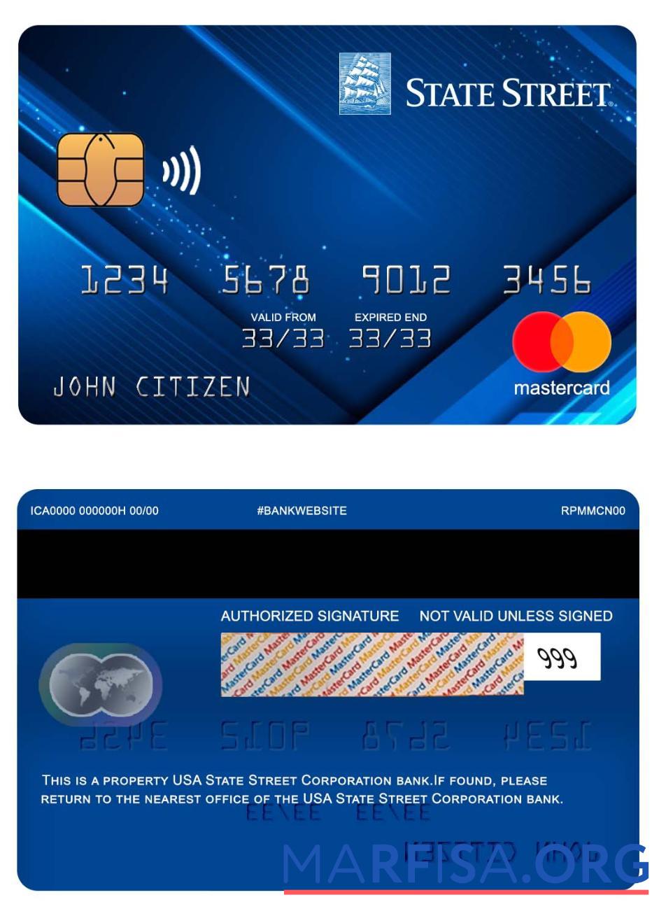 США State Street Corporation Банковский mastercard шаблон