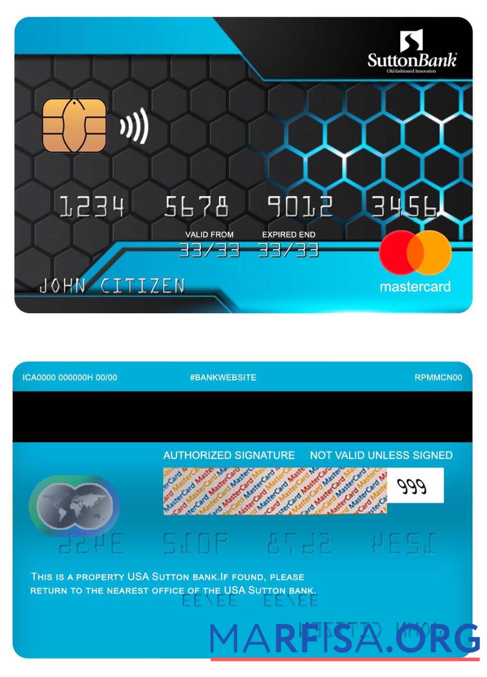 США Sutton Банковский mastercard шаблон