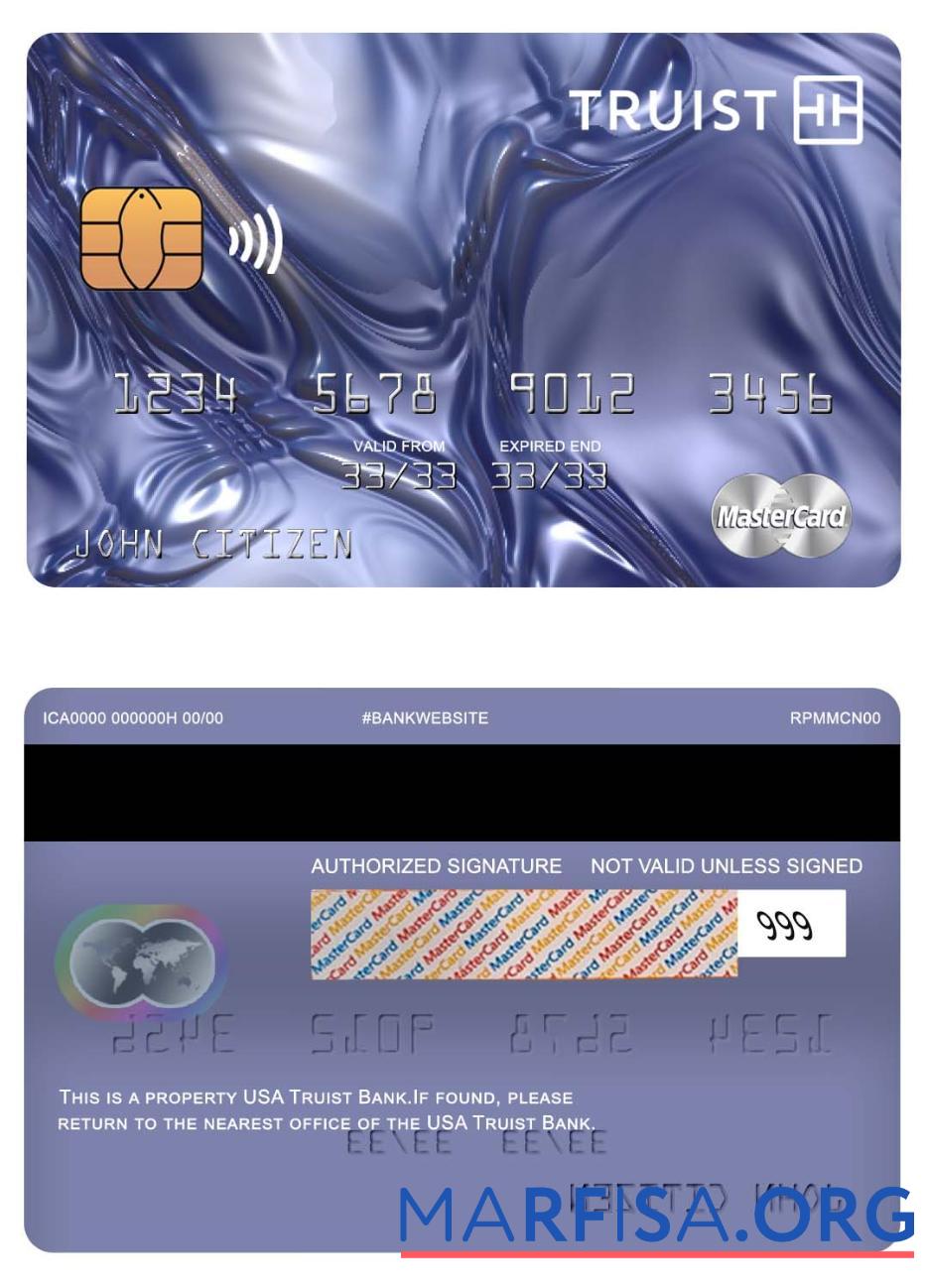 США Truist Банковский mastercard дизайн