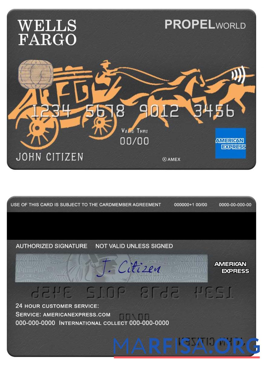 США Wells Fargo Банковский Amex Карта образец