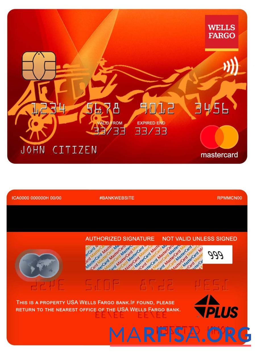 США Wells Fargo Банковский mastercard образец