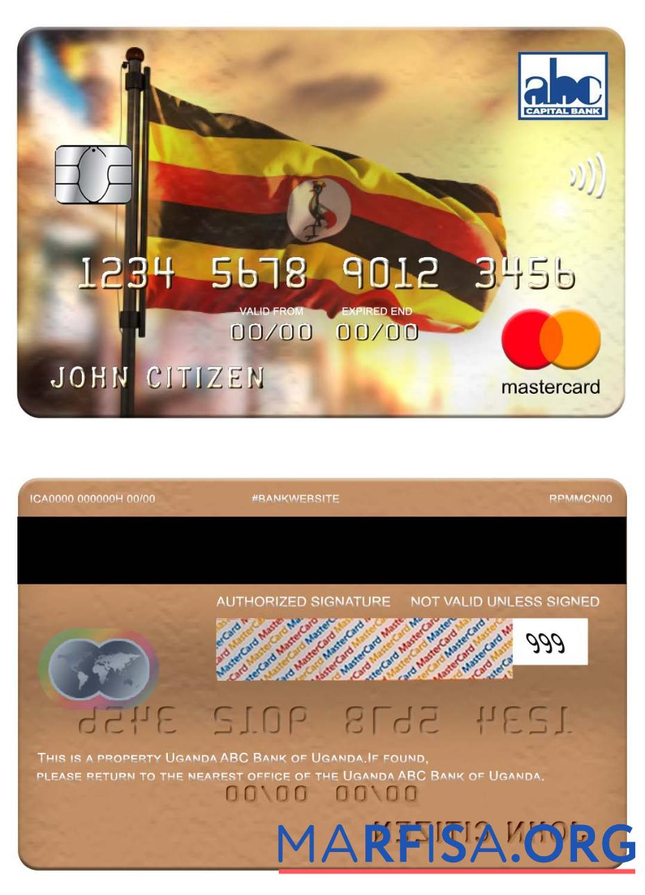 Уганда ABC Банковский of Уганда mastercard образец