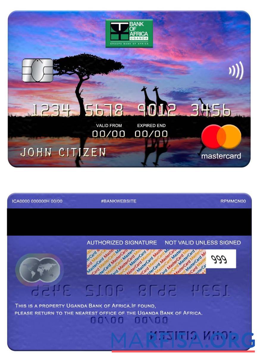 Уганда Банковский of Africa mastercard образец