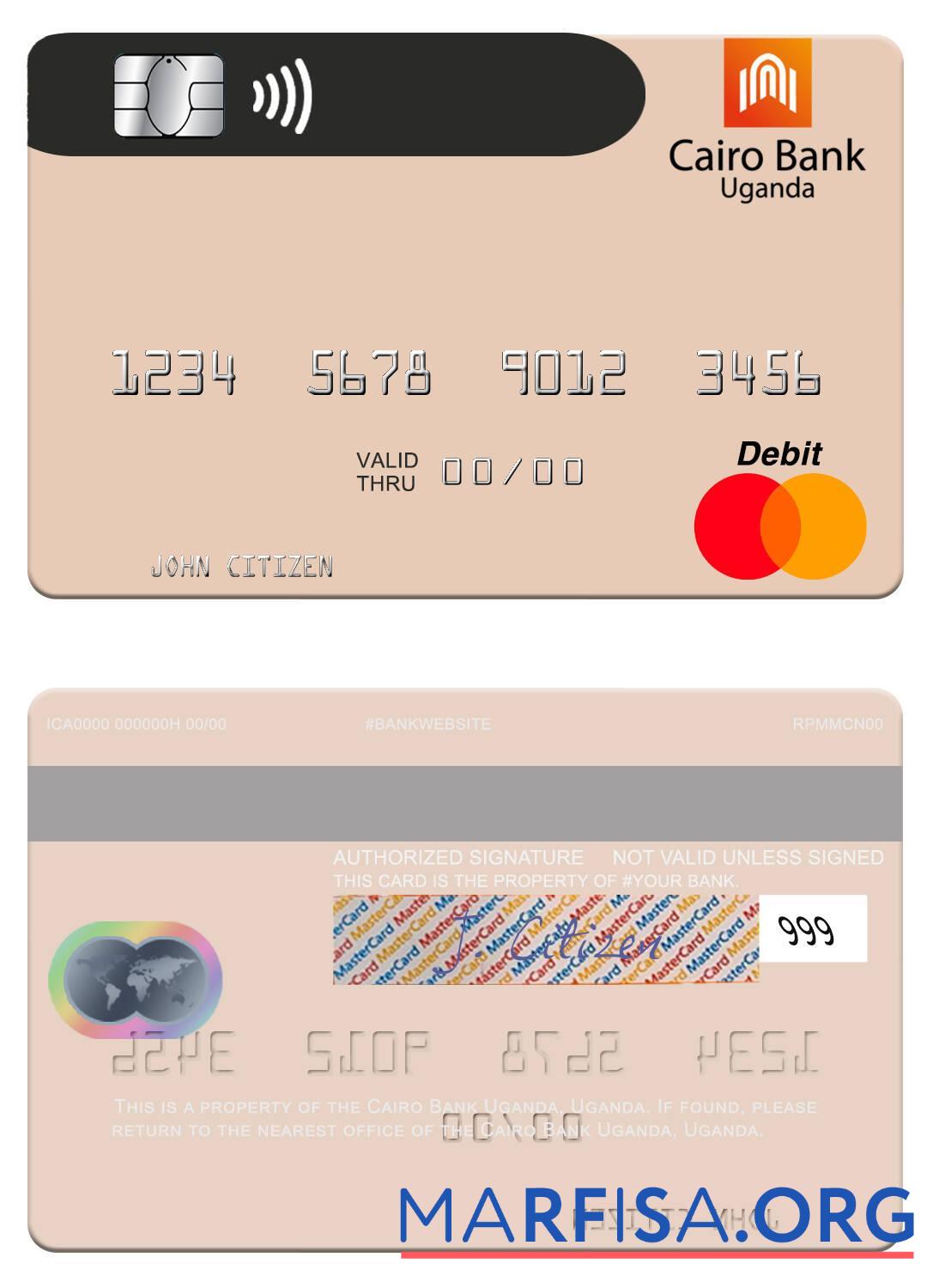 Уганда Cairo Банковский Уганда mastercard макет