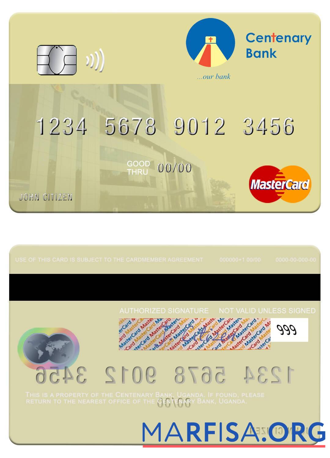 Уганда Centenary Банковский mastercard дизайн