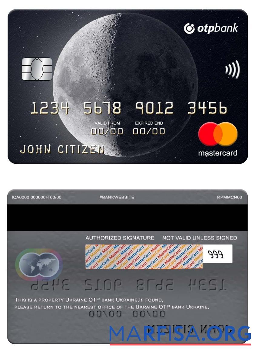 Украина OTP Банковский Украина mastercard шаблон