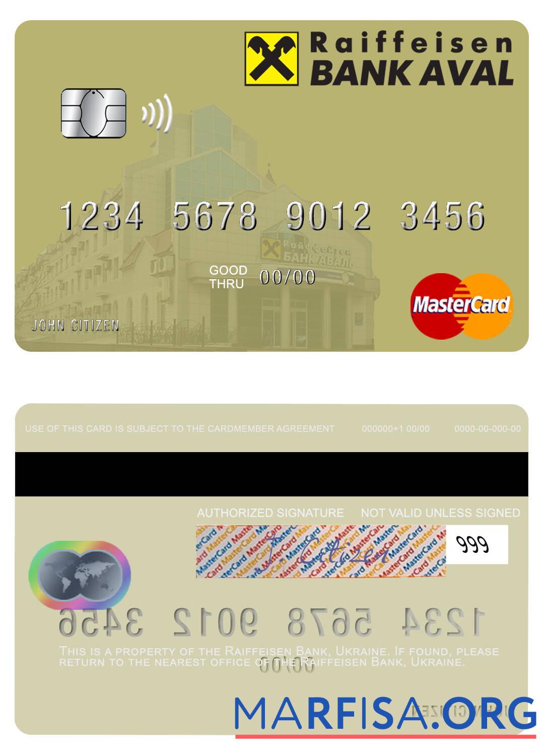 Украина Raiffeisen Банковский mastercard дизайн