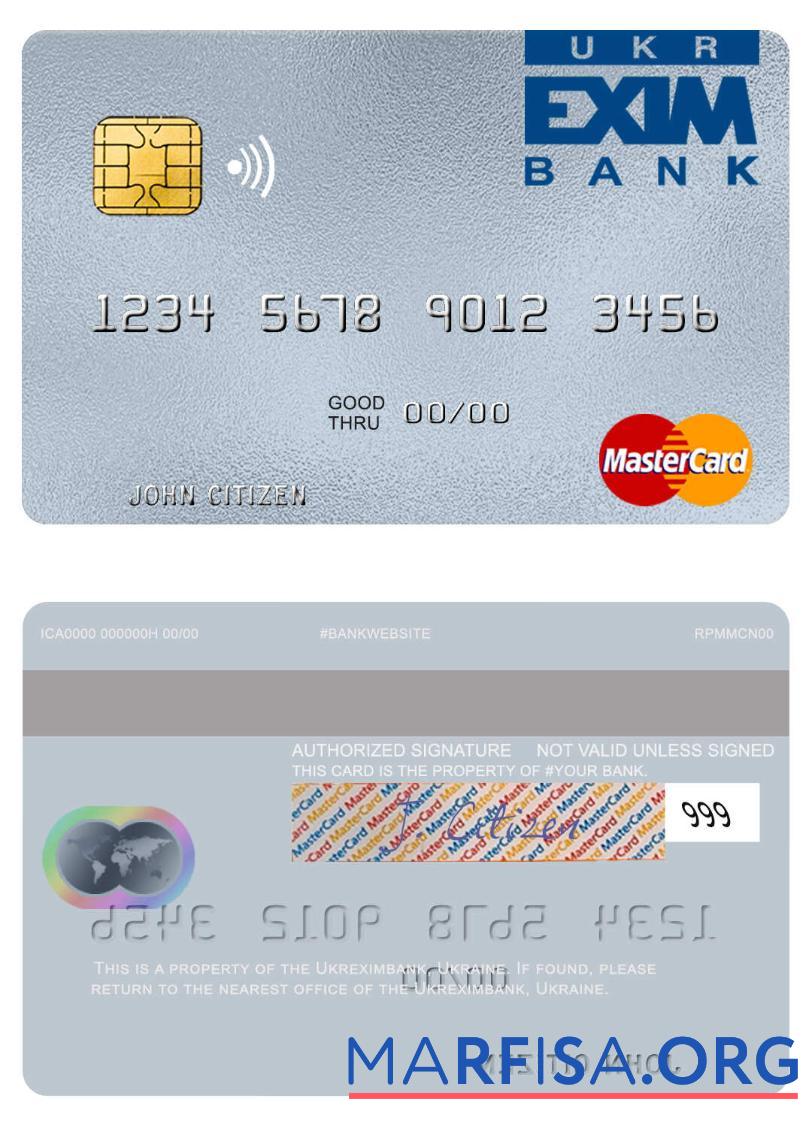 Украина Ukreximbank mastercard макет