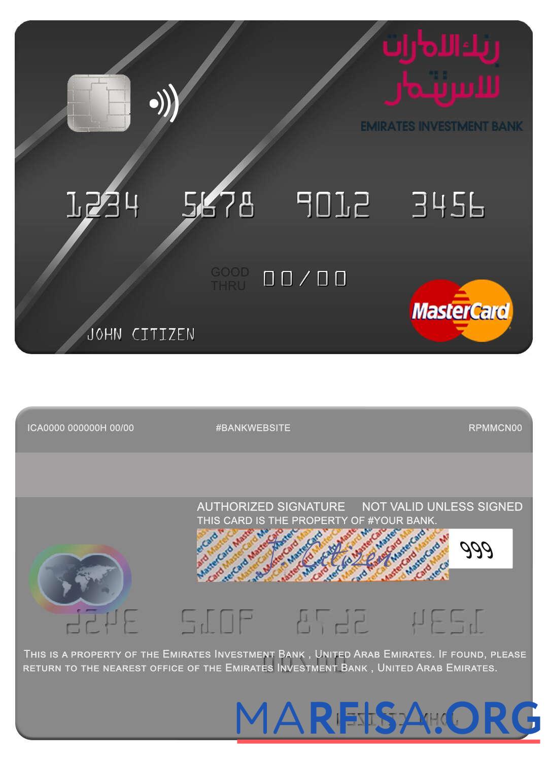 Объединённые Арабские Эмираты Emirates Инвестиция Банковский mastercard шаблон