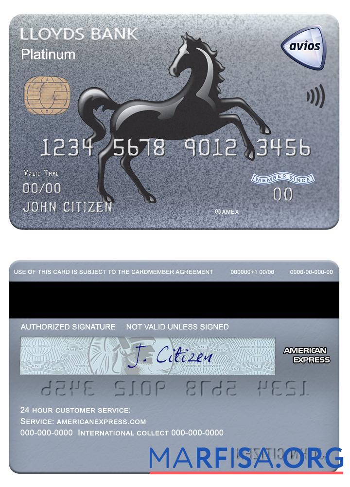 Великобритания Lloyds american express platinum Карта предпросмотр