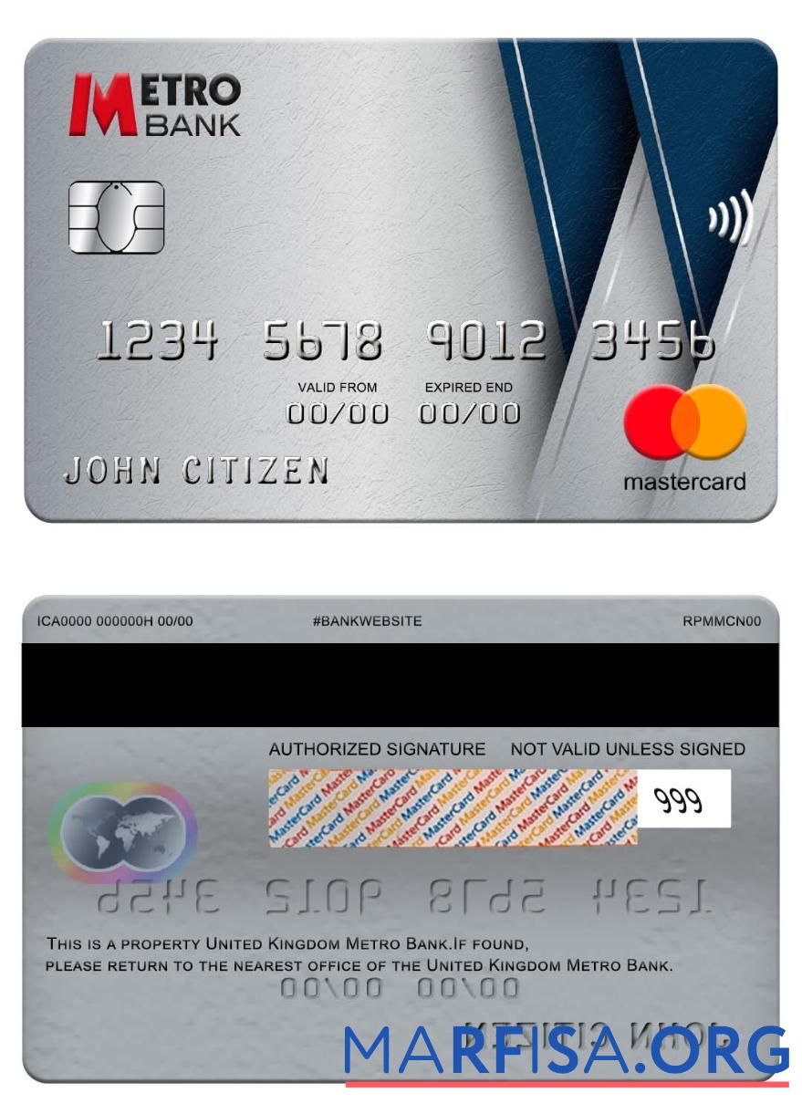 Великобритания Metro Банковский mastercard дизайн