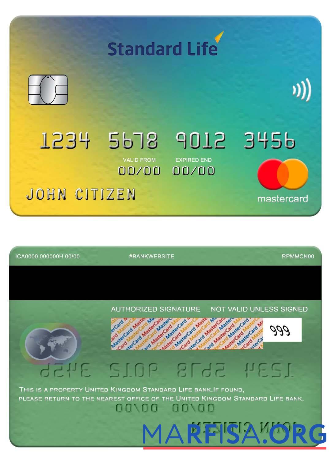 Великобритания стандартный Life Банковский mastercard макет