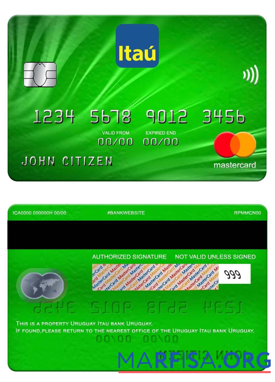 Уругвай Itau Банковский mastercard дизайн