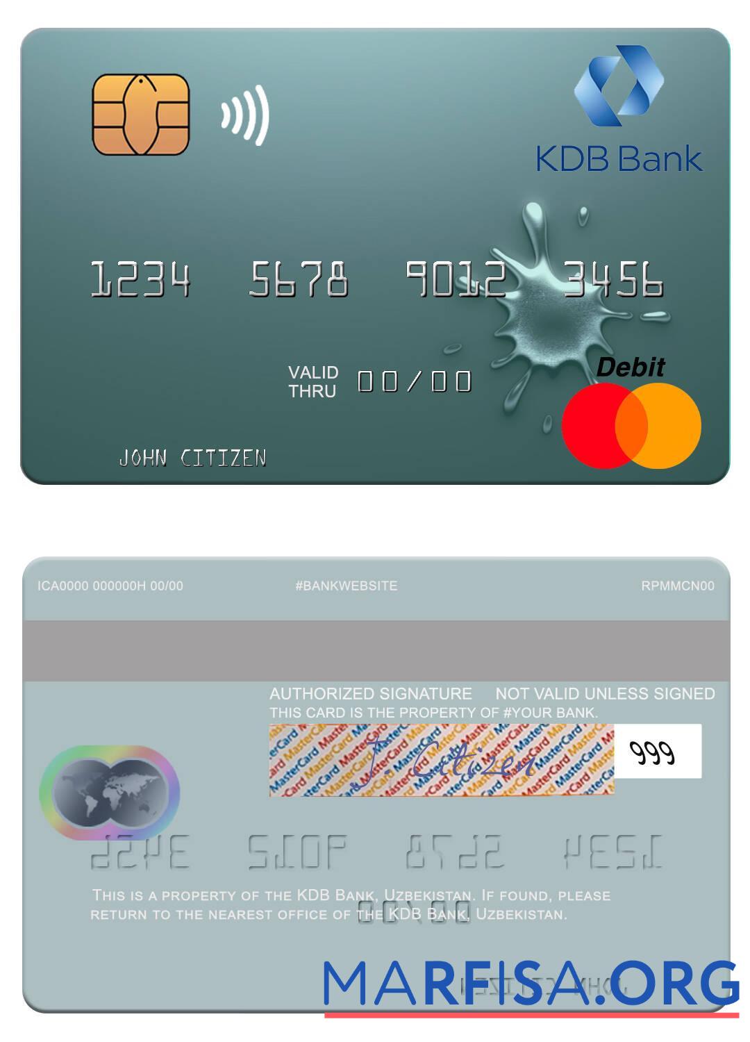 Узбекистан KDB Банковский mastercard предпросмотр