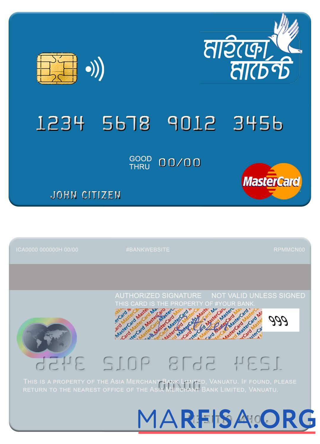 Вануату Asia Merchant Банковский Limited mastercard дизайн