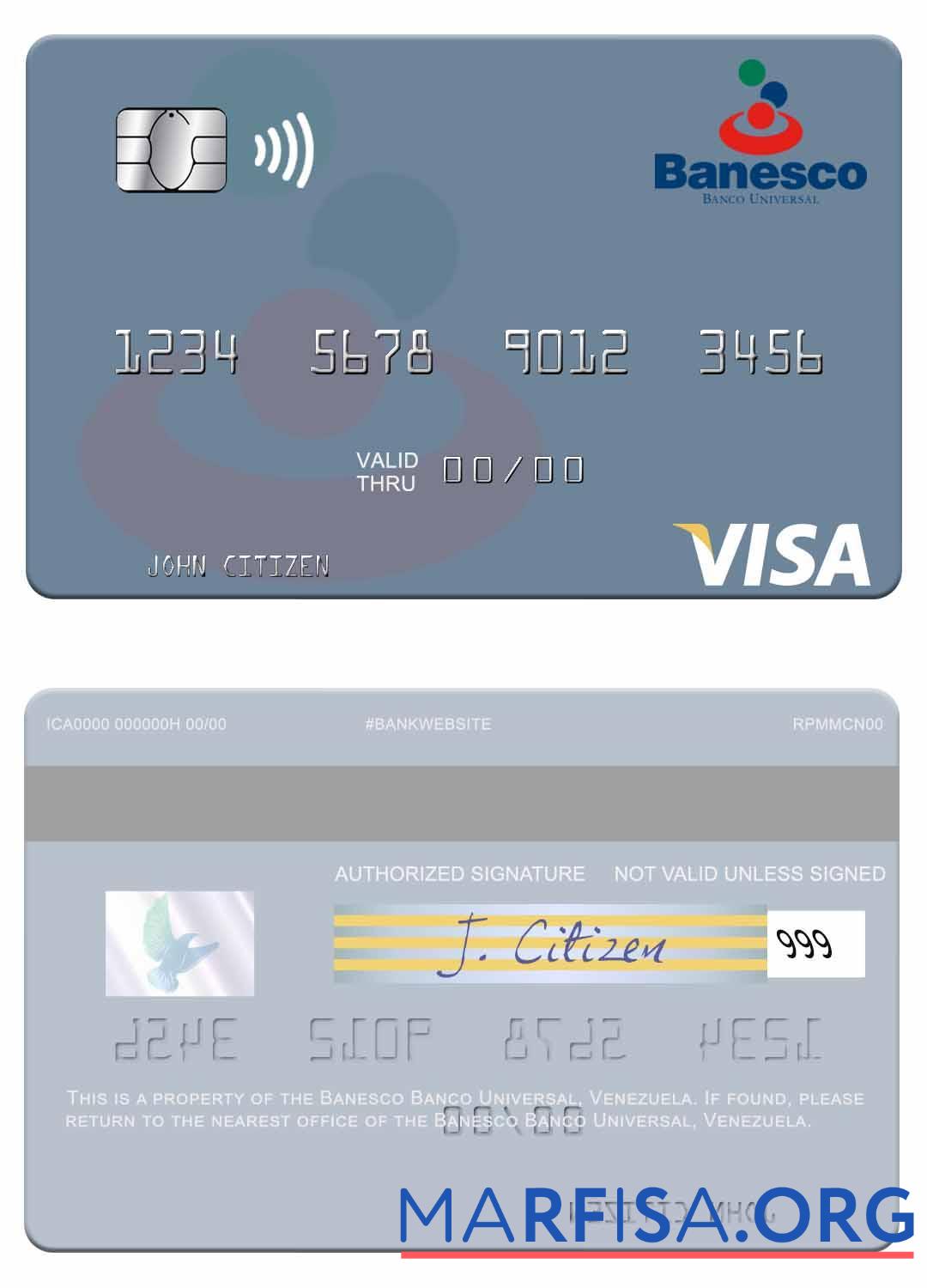 Венесуэла Banesco Banco Universal Виза Карта предпросмотр