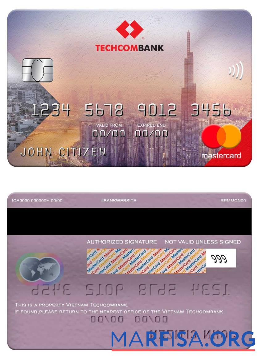 Вьетнам Techcombank mastercard дизайн
