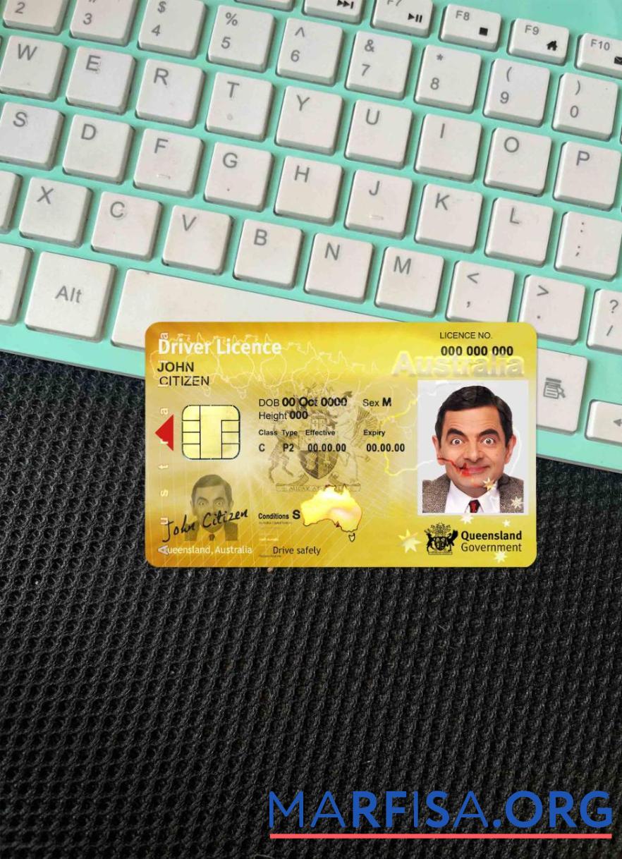 Австралия Queensland state Водительское удостоверение licence фотообраз Лицевая сторона шаблон