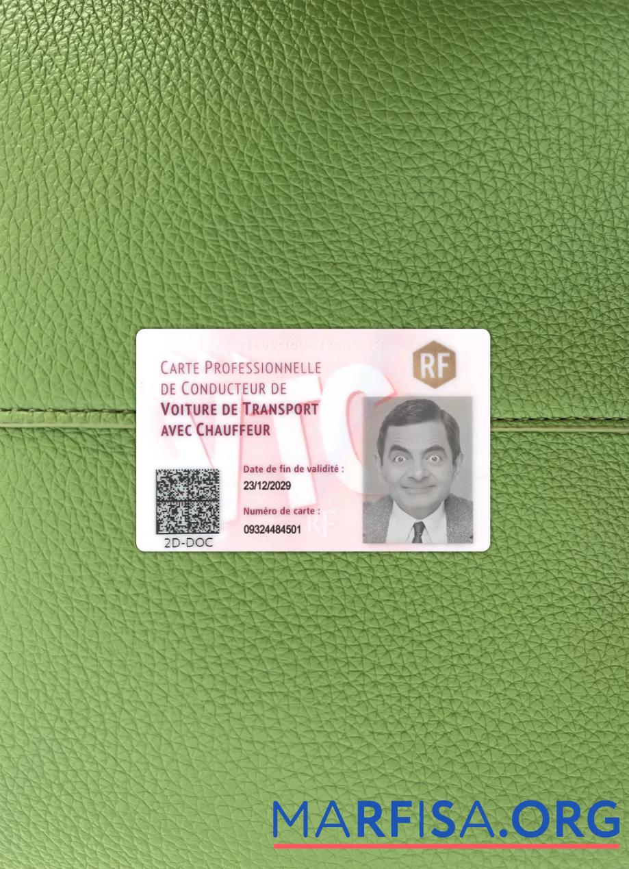 Франция Профессиональный driver's Карта фотообраз Лицевая сторона макет